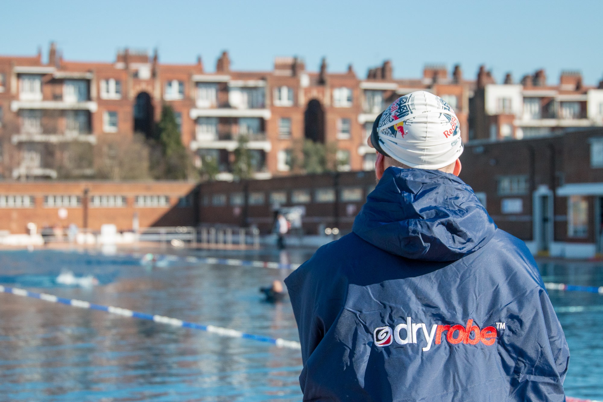 dryrobe being used at Parliament Hill Lido, London