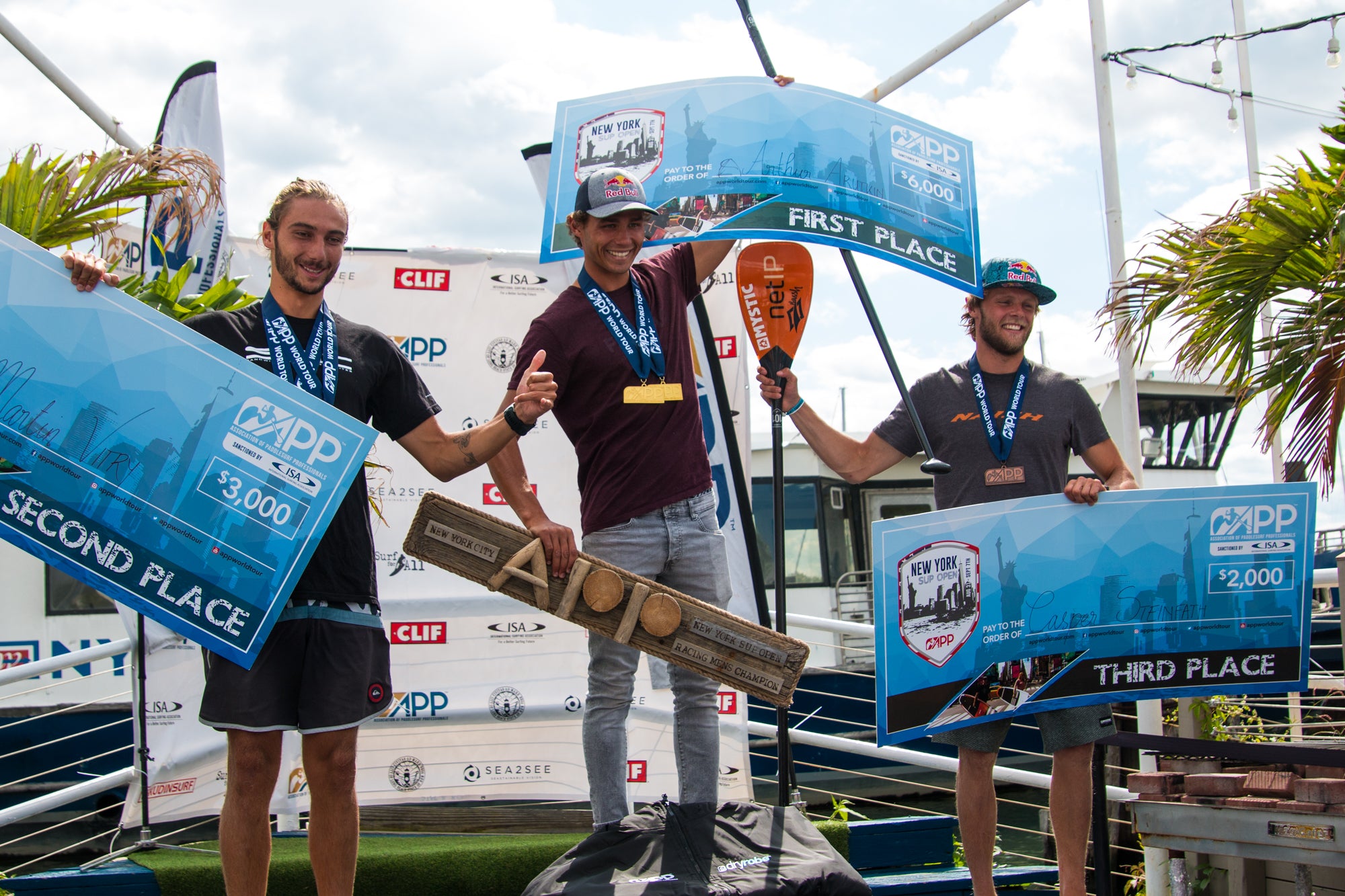 Arthur Arutkin, Martin Vitry and Casper Steinfath on the podium NY SUP Open