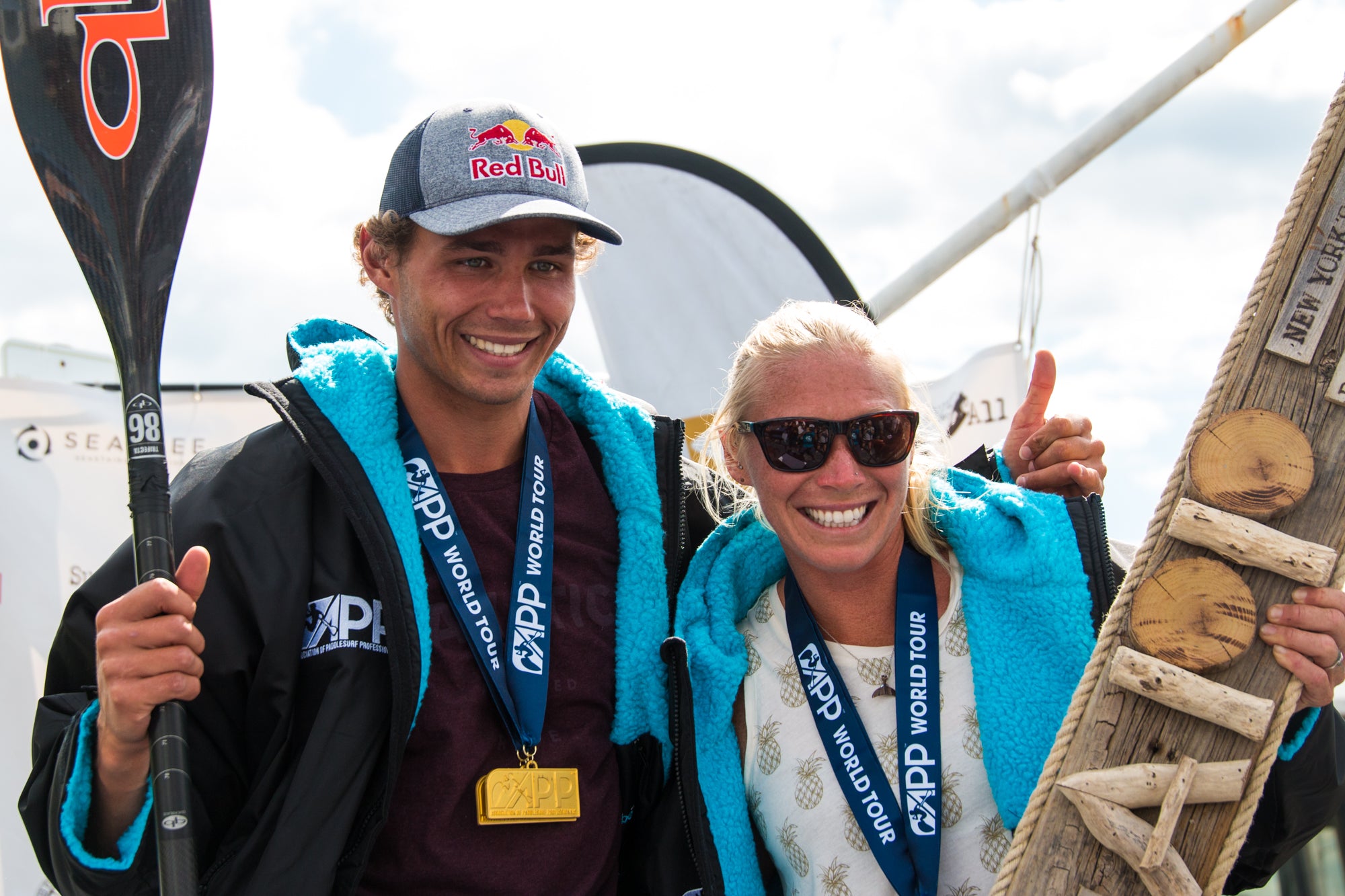 April Zilg and Arthur Arutkin winners of the New York SUP Open 2019 - APP World Tour