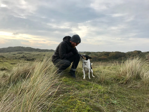 Dog walking on Braunton Burrows