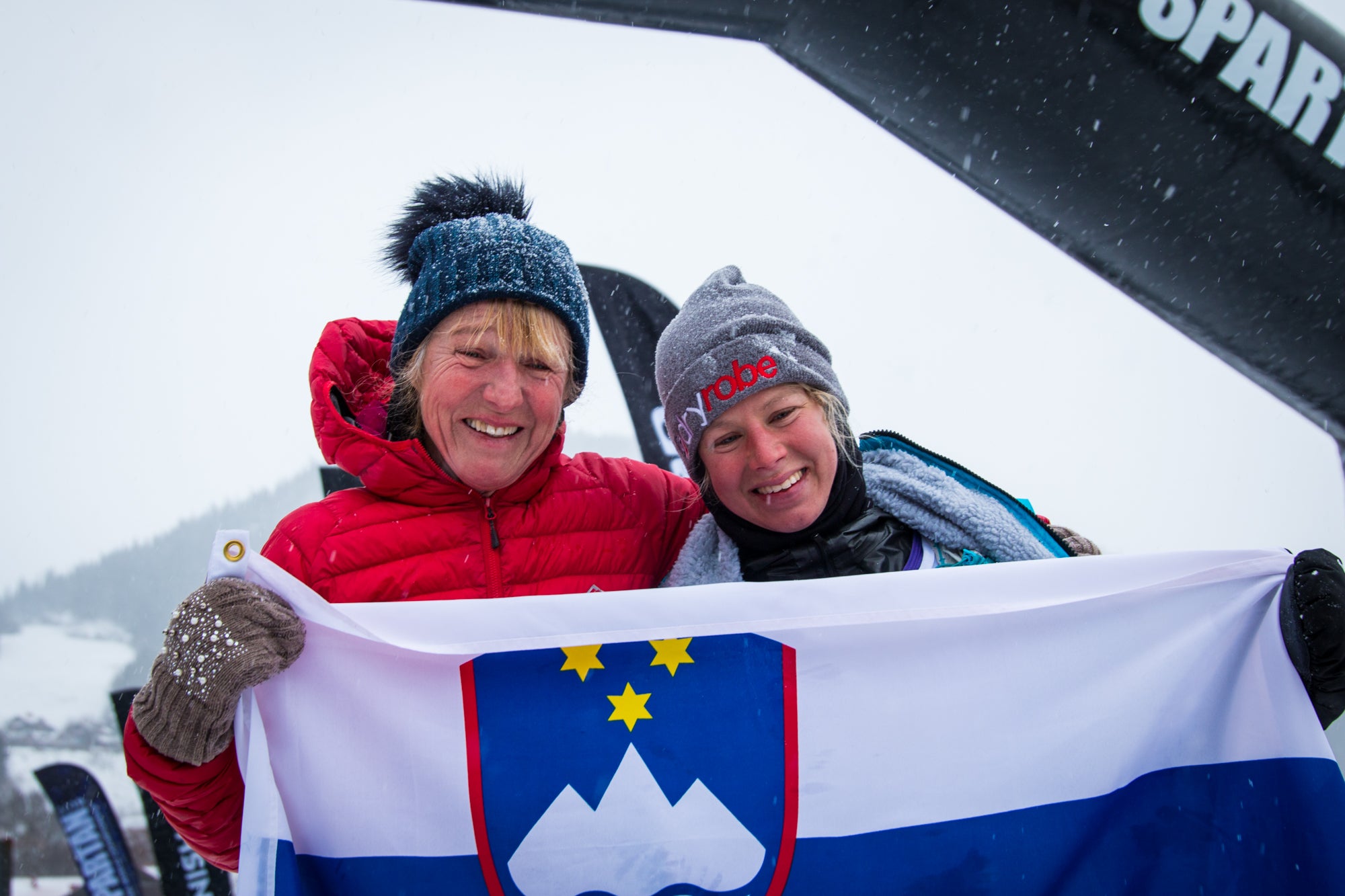 Rea Kolbl and her mom at the finish line, Spartan Ultra World Championships