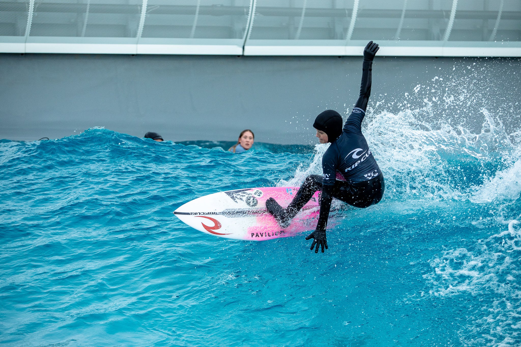 Lukas Skinner surfing at The Wave in Bristol