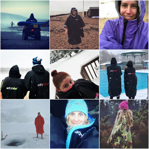 dryrobe, dryrobeterritory, surf, swim, run, explore, adventure, outdoors, snow, cold, changing, robe