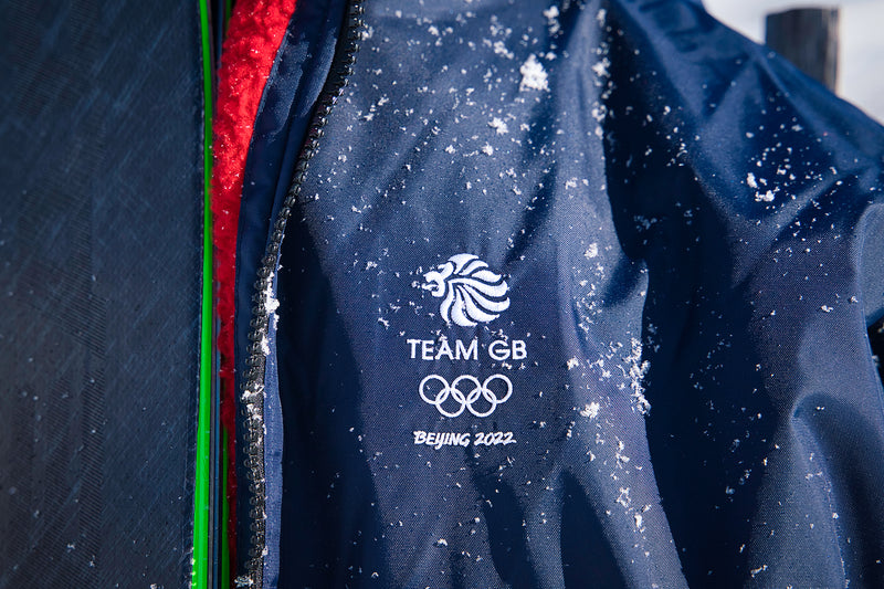 Front of Team GB dryrobe Advance that was worn at the Beijing 2022 Winter Olympics