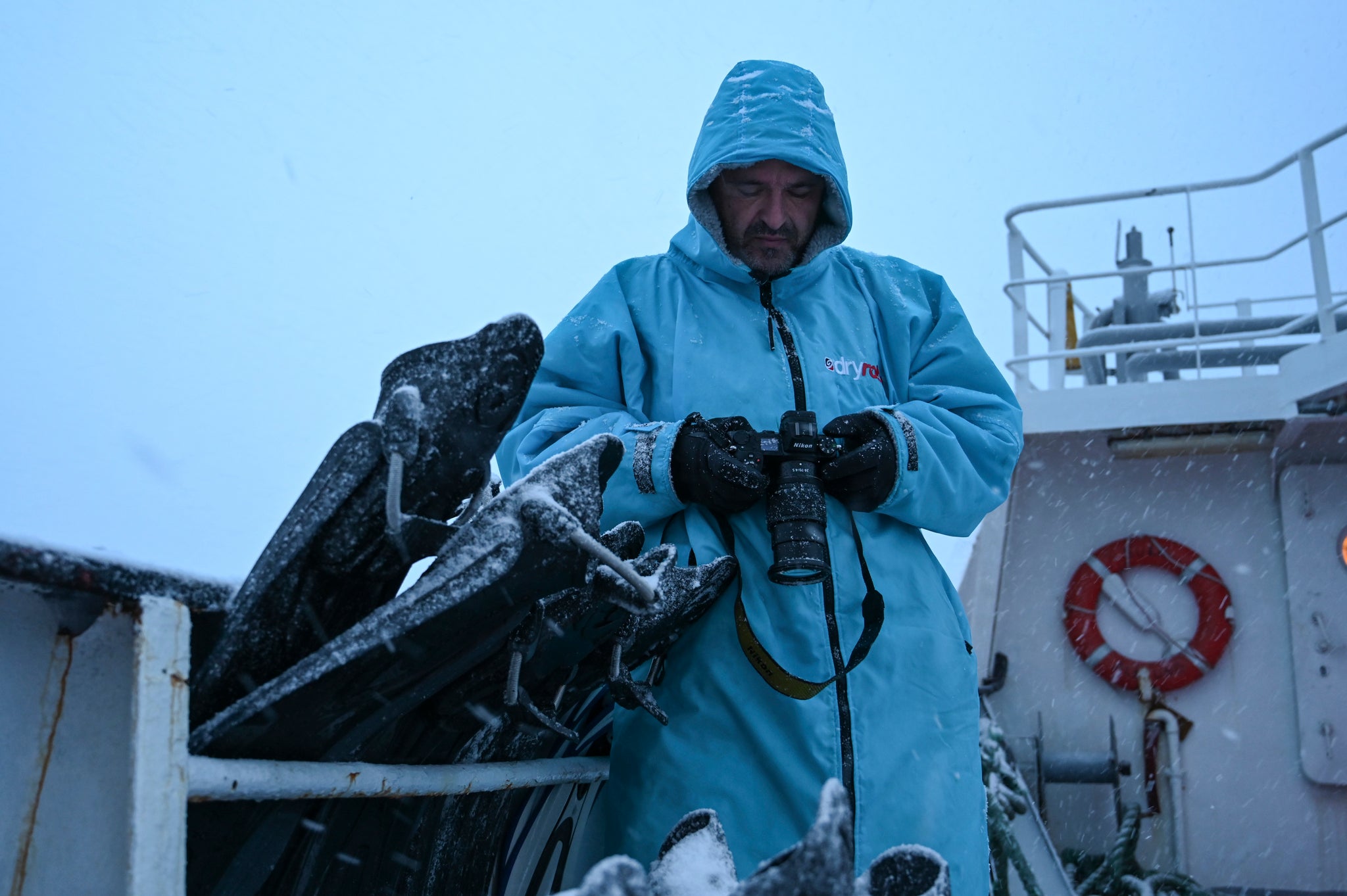 Olivier Morin photographing orca whales in the arctic