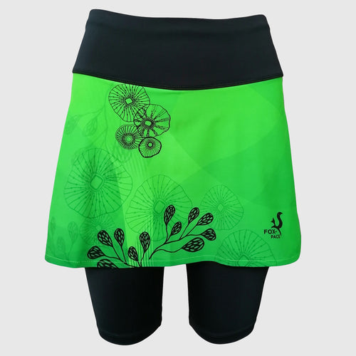 Printed running skirt with inner mid-length shorts and pockets - CAMO