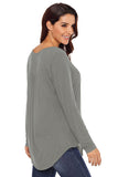 Gray Long Sleeve Button up Pleated Tunic