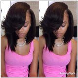 16inch Mid-Length Wavy 13*4 Lace Front Bob Wigs For Black Women