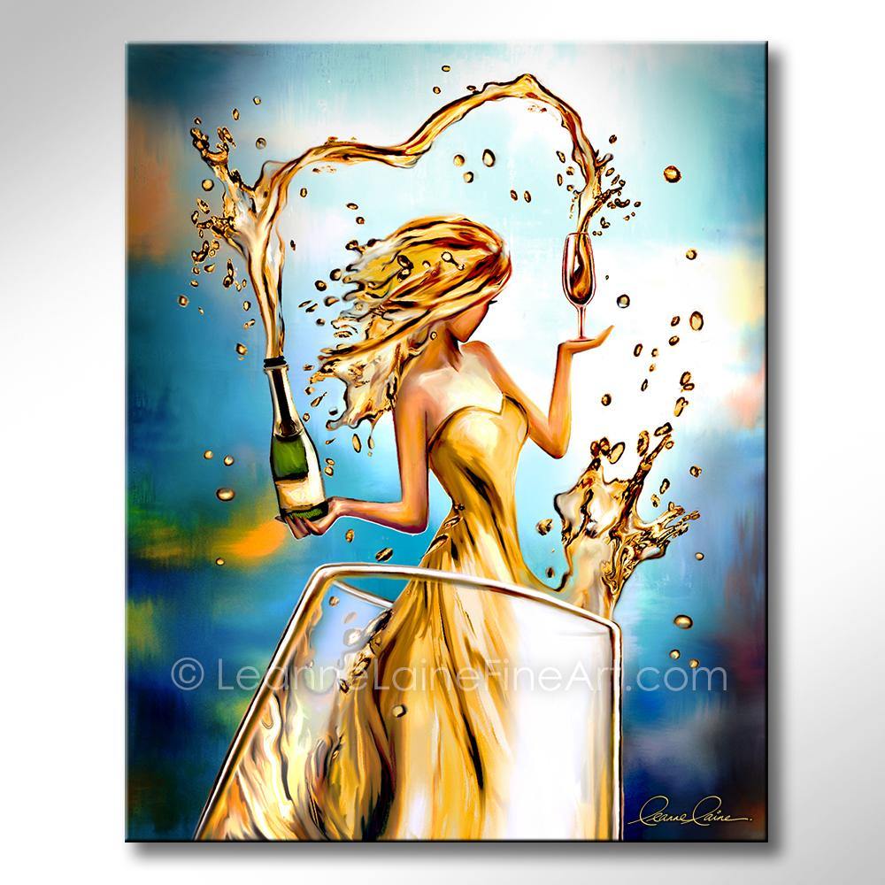 Champagne Toast Beautiful Fine Art Giclee Print of Original Watercolour  Painting 