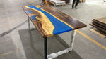 Epoxy Resin Walnut Wood Table (Glittery Blue)