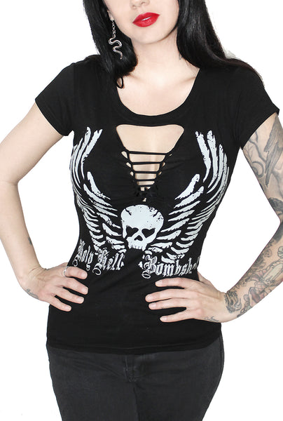 Holy Hell Skull Wings Tattoo Slash Tee- Black – Alternative Goth ...