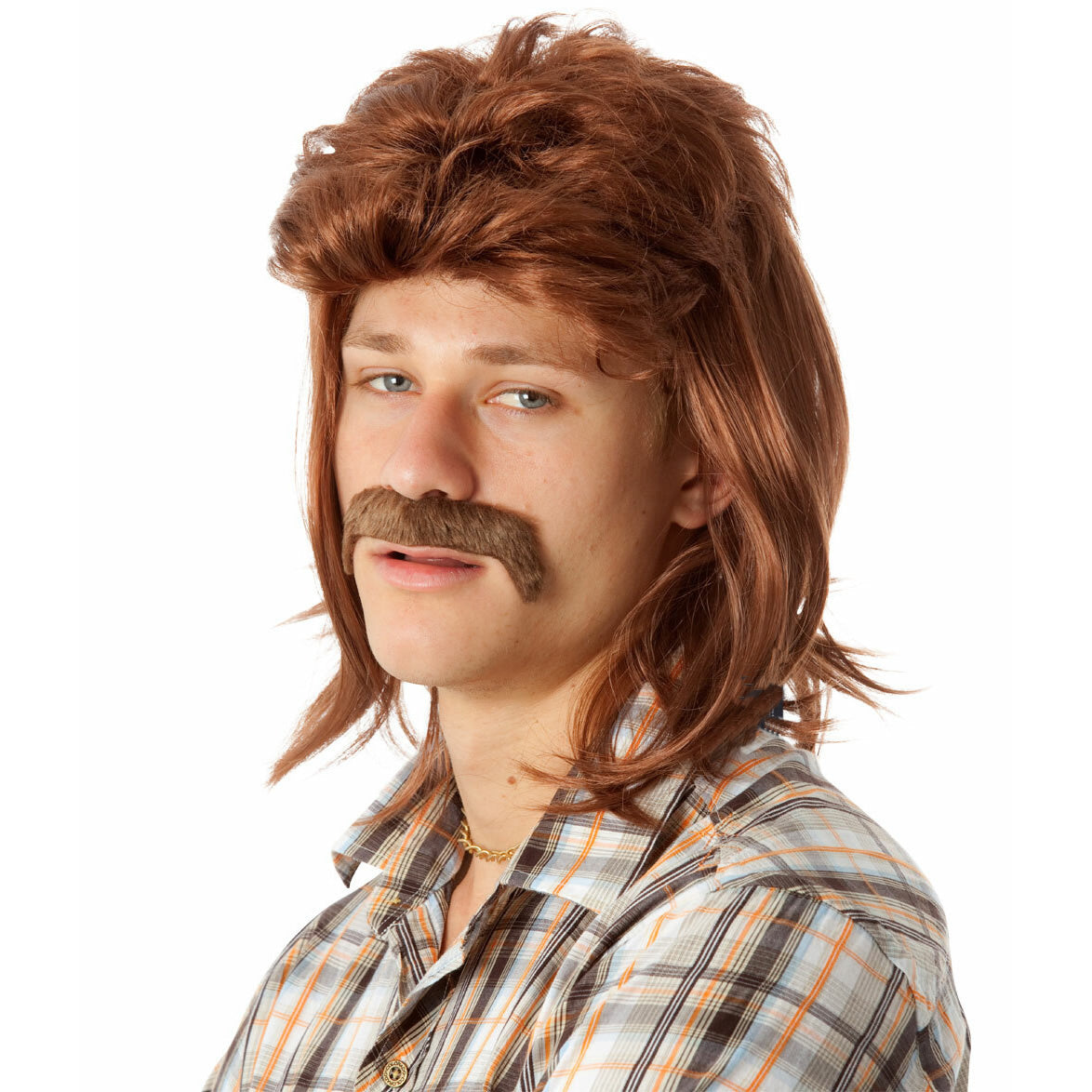 Buy 80s Mullet Wig and Tash Brown – Party Dudes