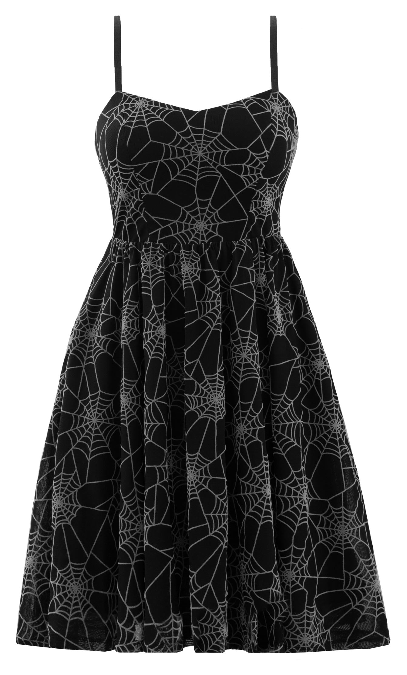 Spiderweb Swing Dress with Pockets in Black & Grey
