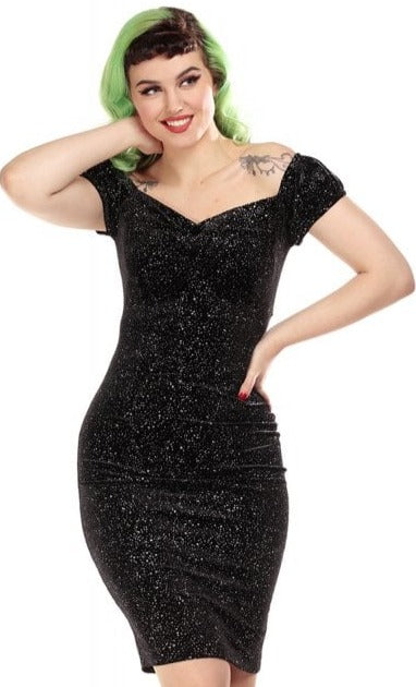 black dress with silver sparkles