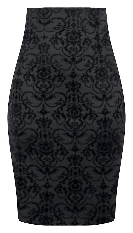 High Waist Damask Pencil Skirt | Double Trouble Apparel