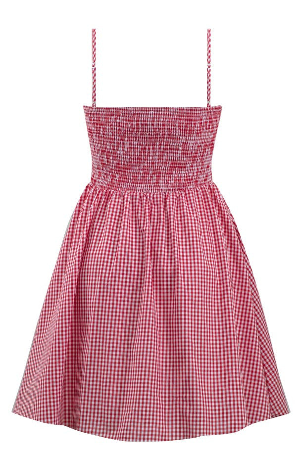 Red & White Retro Inspired Gingham Swing Dress | Double Trouble Apparel