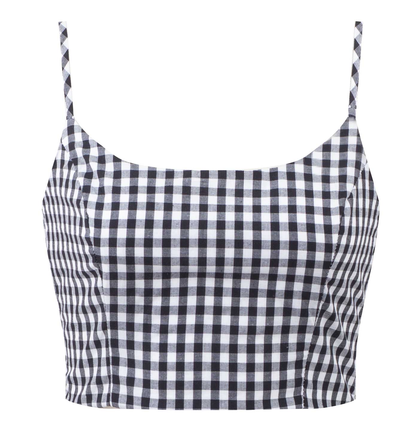 Black & White Gingham Retro Gal Crop Top | Double Trouble Apparel