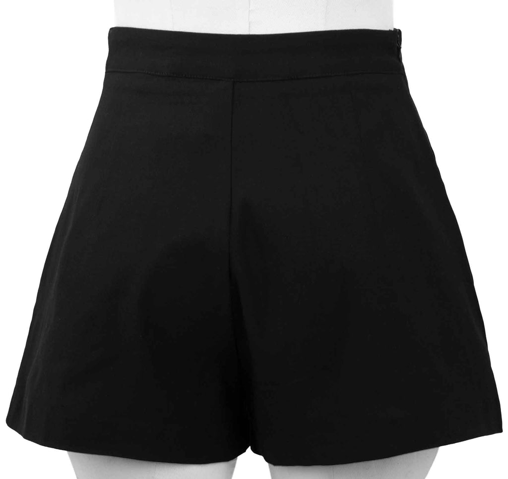 Black High Waist Vintage Gal Flared Shorts | Double Trouble Apparel