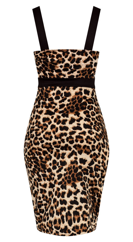 Miss Vixen Pin Up Leopard Pencil Dress – Double Trouble Apparel