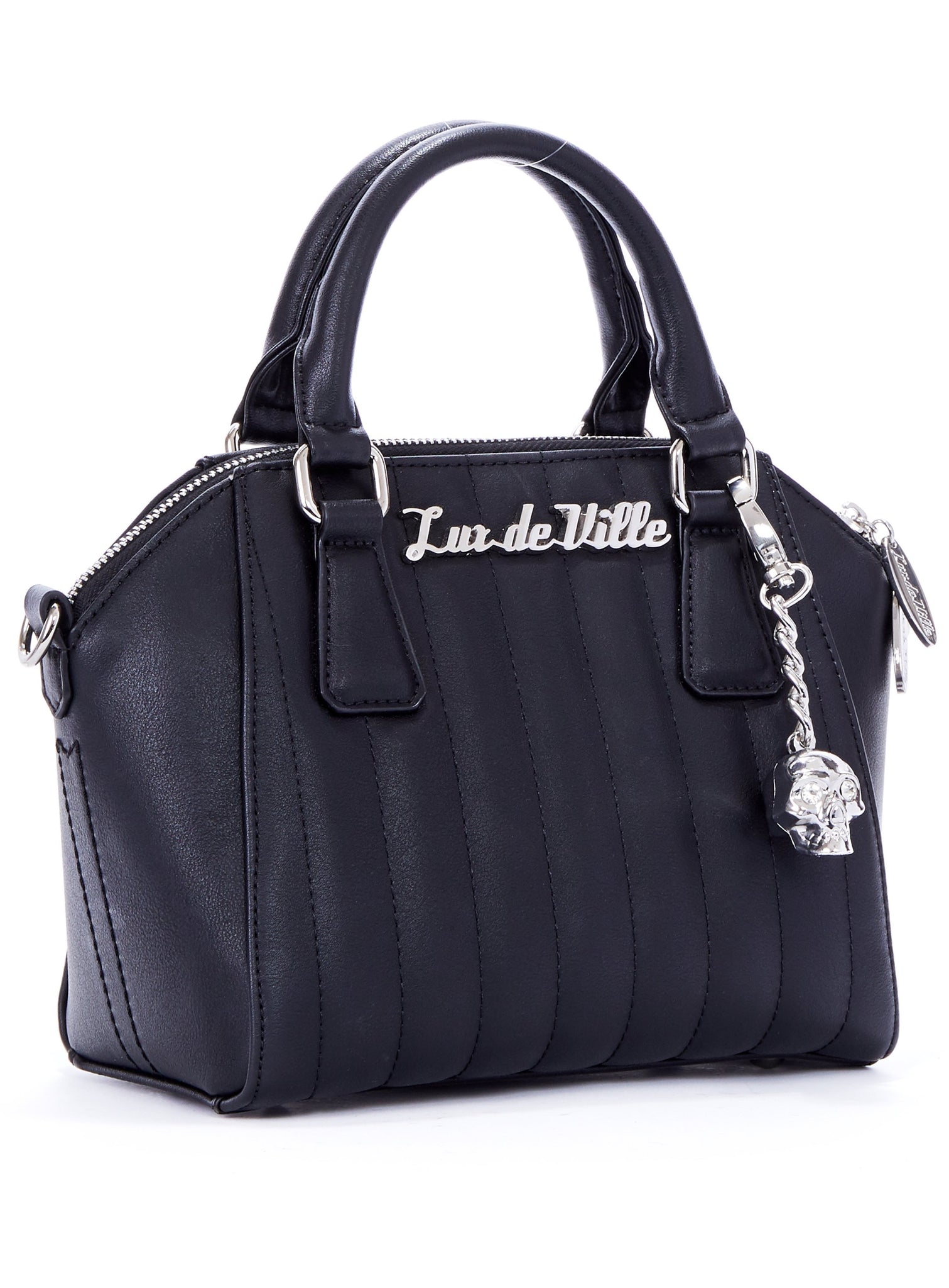 Mini Lady Vamp Tote in Matte Black by Lux De Ville (with crossbody str ...