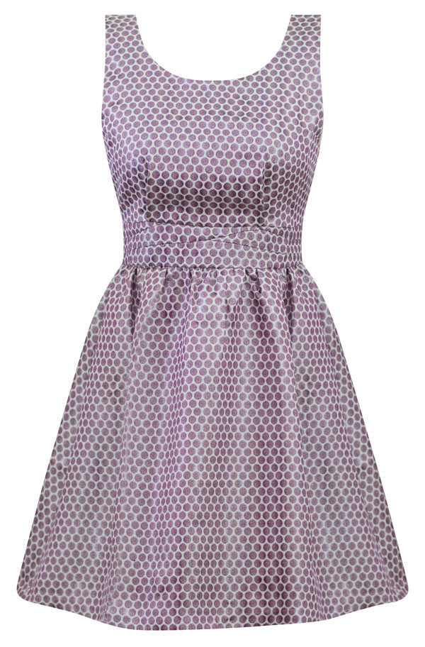Lavender Metallic Polka Dot Retro Holiday Dress | Double Trouble Apparel