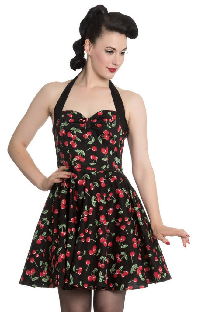 Red & Black Cherry Pop Halter Dress | Double Trouble Apparel