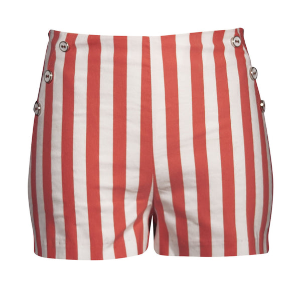 Retro HIgh Waisted Stripe Shorts - Coral – Double Trouble Apparel