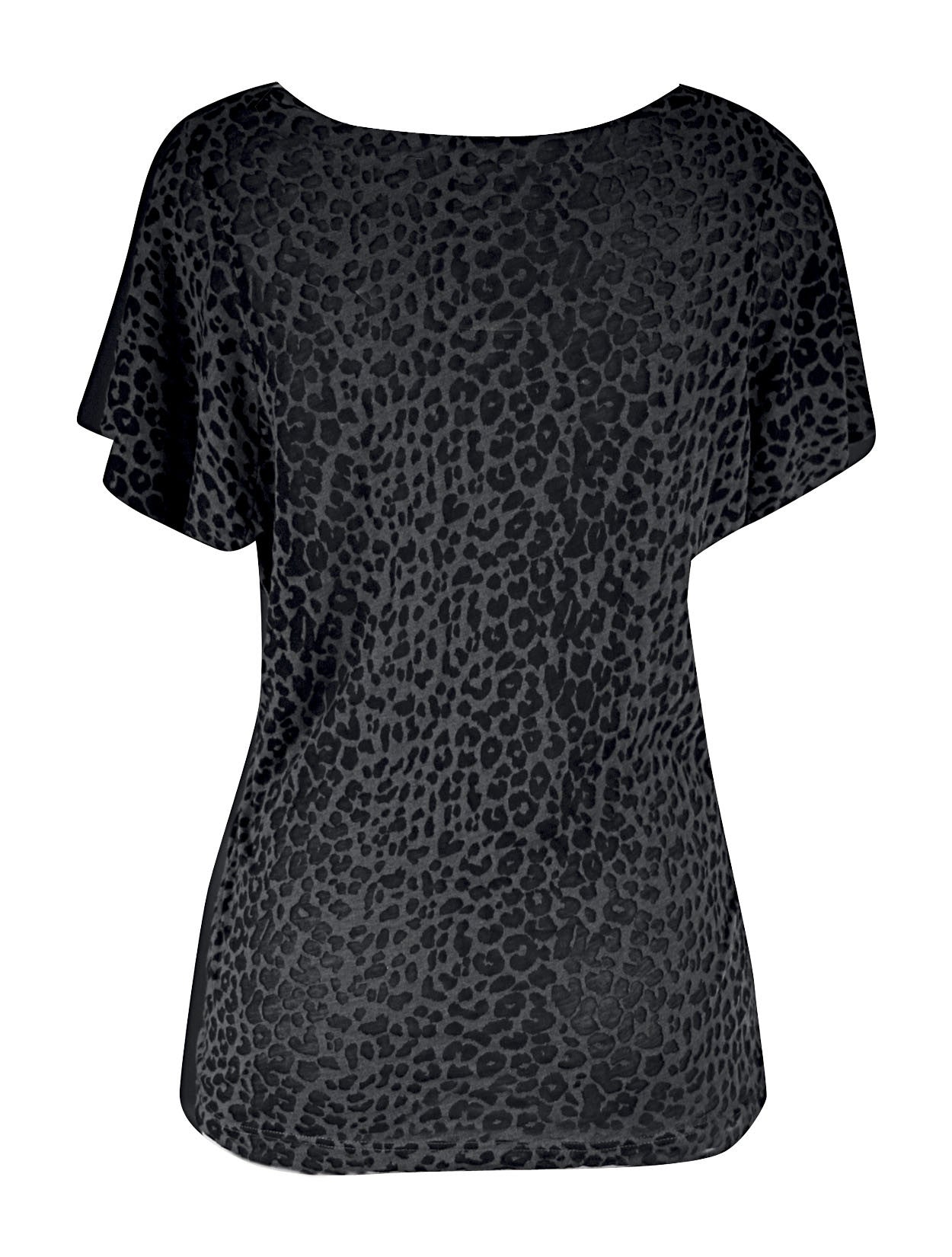 Black & Charcoal Leopard Burnout Top | Double Trouble Apparel