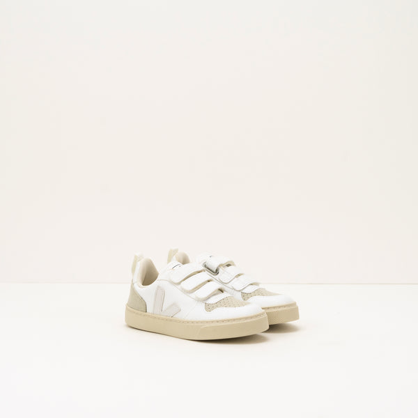 VEJA ZAPATILLAS DE NIÑA Y V-10 VELCRO WHITE NATURAL | MOKSIN – Moksin