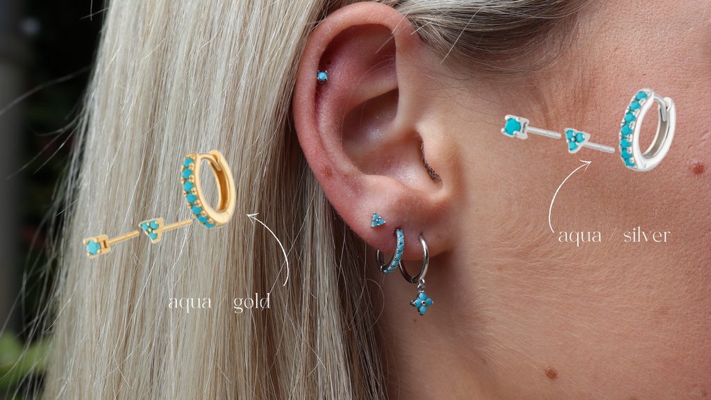 mamma mia style, turquoise ear stacking set