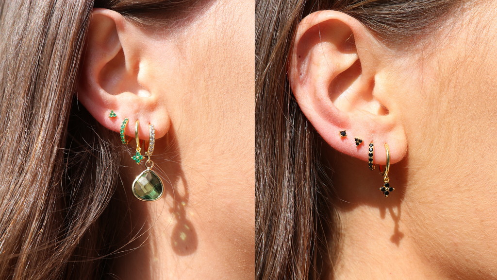 ear curation, stacked lobe piercings, triple lobe