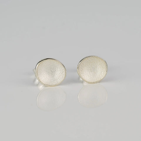 Sea Button Silver Earrings