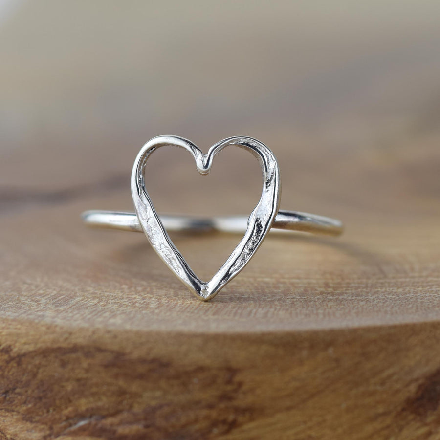 small silver heart ring