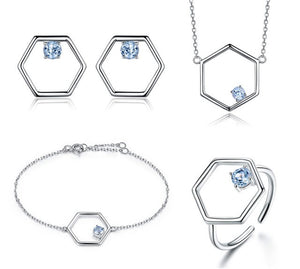 Natural Blue Topaz Jewelry Set Real 925 Sterling Silver - ELBELLEZA