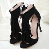 Meikoshoes Fashion Open Toe Tassels Ankle Ladies Sandals