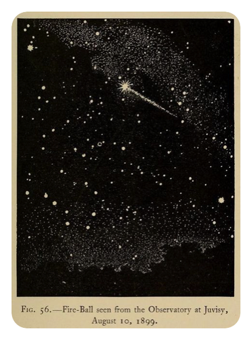 vintage image of stars and fireball in the sky