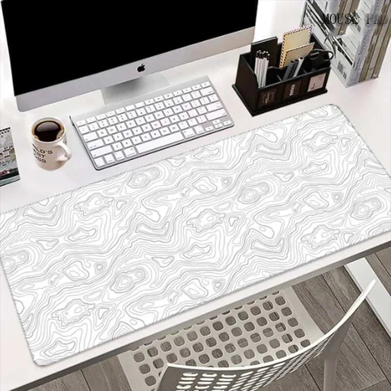 Large Gaming Mouse Pad: 90x40cm Black and White Desk Mat with Locking Edge