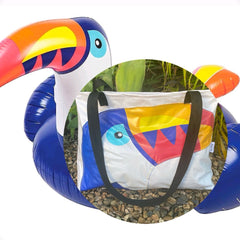 Upcycled pool inflatables into a beachbag