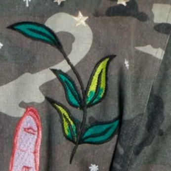 Mystical Goddess Embroidered Camo Jacket