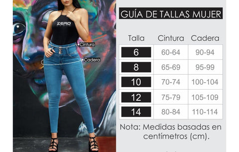 GUÍA DE TALLAS JEANS MUJER – VOLGA SHOP