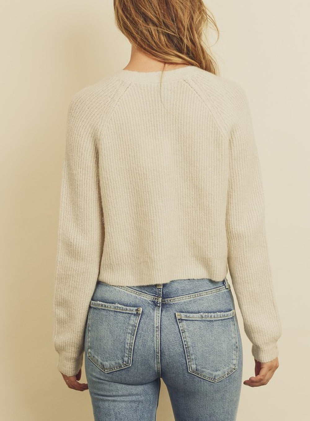 Oatmeal Cropped Knit Cardigan Walana Inc