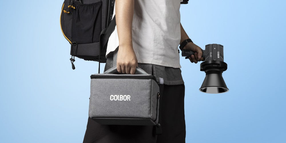 COLBOR studio light equipment is packed with a handheld carrying case, which can store the video light and the accessories such as the reflector, the charging cable, and the external power source.