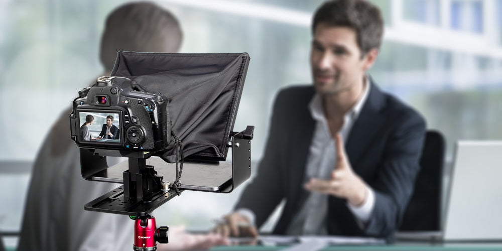 Speakers need to mount the camera teleprompter on a secure tripod for convenient placement. You can adjust it according to your reading experience.