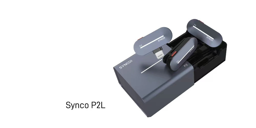 SYNCO P2L wireless lightning microphone for iPhone is a dual-channel recording equipment with a quick charging case.