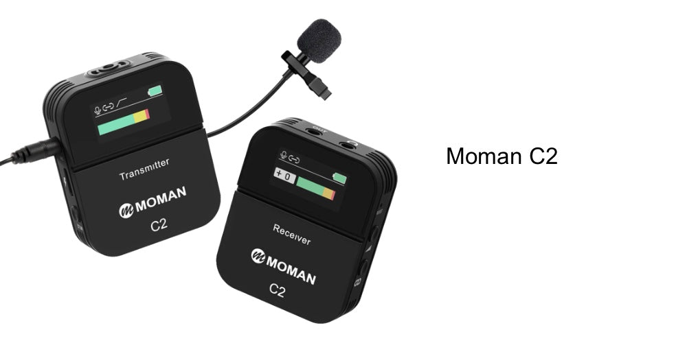 Moman C2 1-to-1 and C2X 1-to-2, are designed to have a TFT clear screen display, 5-level gain control, and a 3.5mm headphone port for real-time monitor.