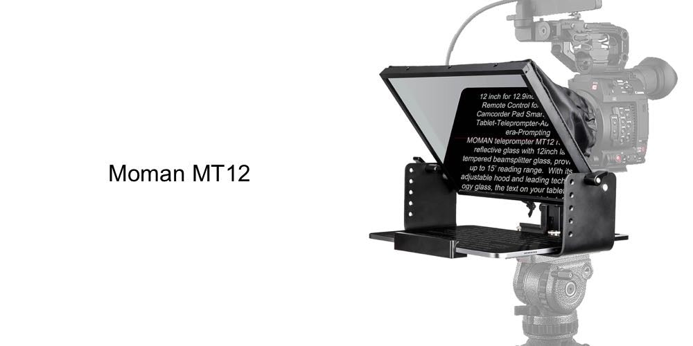 Moman MT12 is a studio teleprompter for iPad with wide reading range. It is ideal for video recording, podcasting, live streaming, and so on.