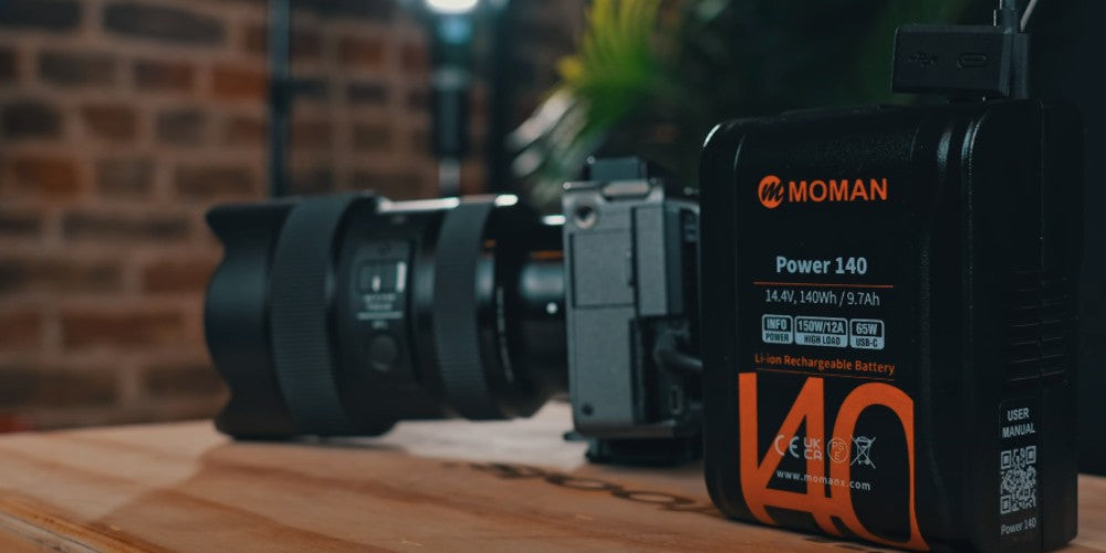 Moman v mount battery for Blackmagic 6K Pro features diverse charging ports for different needs: USB-A, USB-C, BP connectors, and D-tap interface.