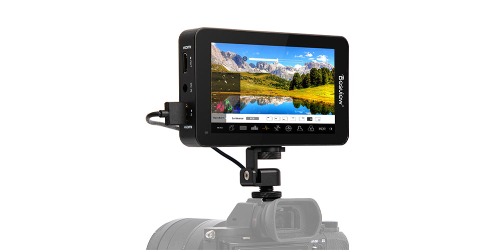 Moman M5 on camera monitor with 5.5-inch touch screen, supports a custom 3D LUTs and 4k HDMI output. 