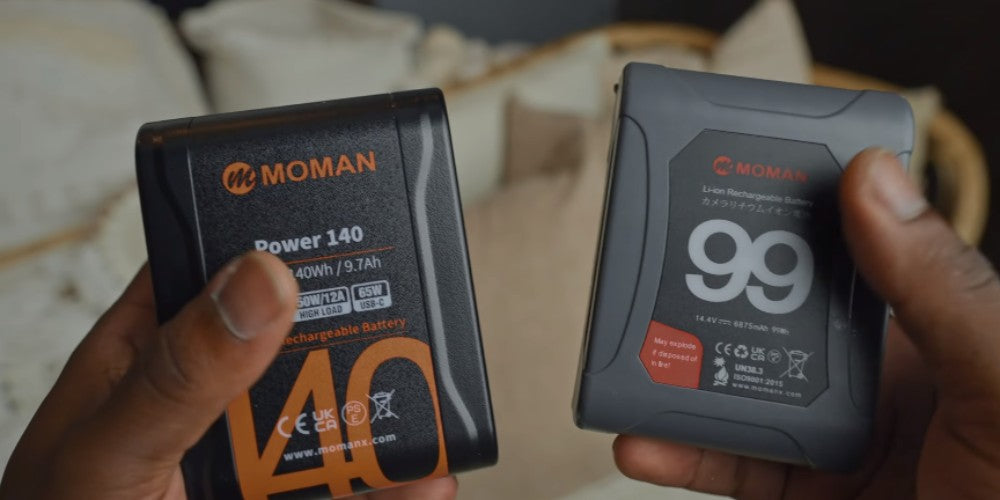 Moman Power 140 and Power 99 are both designed to have palm-size dimensions. They are compact, lightweight, and powerful for videography rigs.