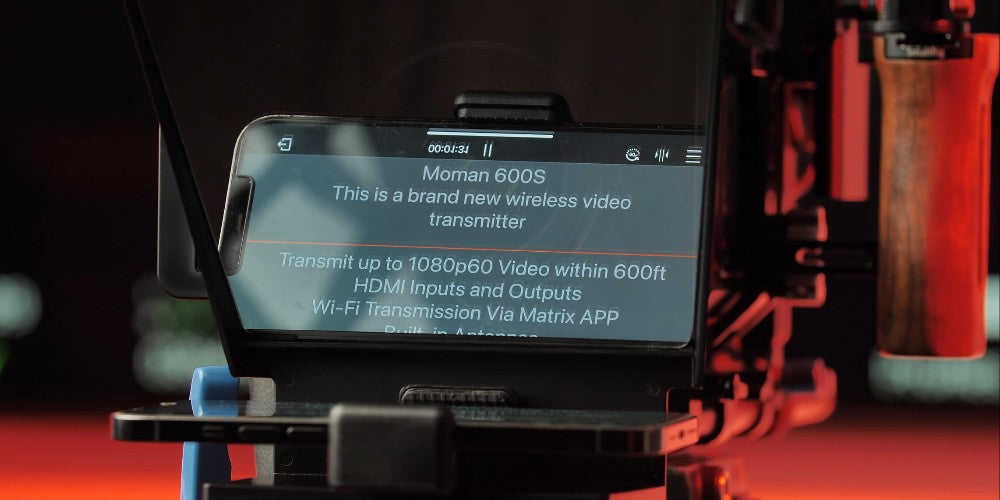 Use the Moman Prompter App for MT1, MT2, MT12 iPad teleprompter. It supports scripts editing, rolling speeds, etc.